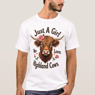 Camiseta Apenas Uma Garota Que Ama Vacas das Terras Altas F