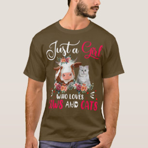 Camiseta Apenas uma garota que ama vacas e gatos Fazenda de