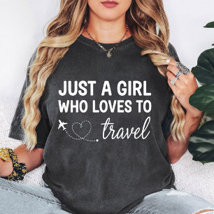 Camiseta Apenas Uma Garota Que Ama Viajar Avião Coração
