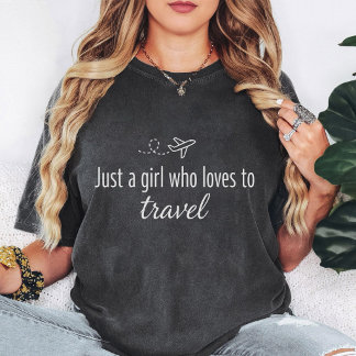 Camiseta Apenas Uma Garota Que Ama Viajar Projeto De Avião