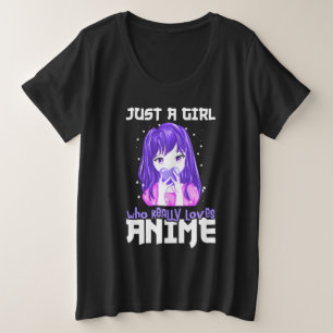 Camiseta Apenas uma garota que realmente ama anime em roxo