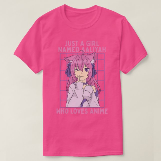 Camiseta Apenas Uma Menina Chamada Aaliyah Que Ama Anime Pe (Frente do Design)