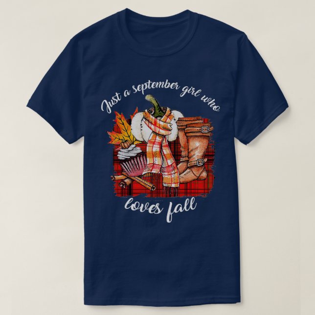 Camiseta Apenas Uma Menina De Setembro Que Adora Folhas De  (Frente do Design)