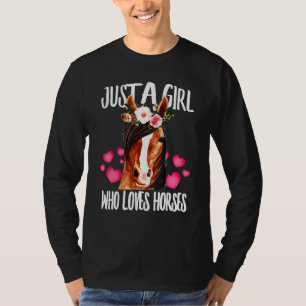 Camiseta Apenas Uma Menina Que Adora Cavalos Andando Com Am