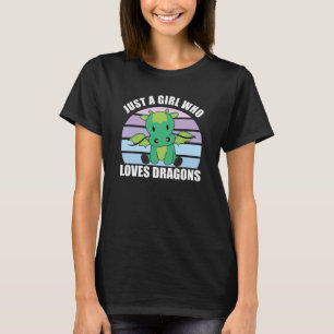 Camiseta Apenas Uma Menina Que Adora Dragões Animais Fresco