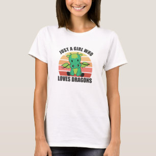 Camiseta Apenas Uma Menina Que Adora Dragões Animais Fresco