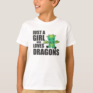 Camiseta Apenas Uma Menina Que Adora Dragões Fantasia Dragã