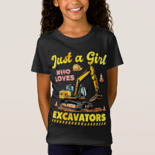Camiseta Apenas Uma Menina Que Adora Escavadores Retroescav