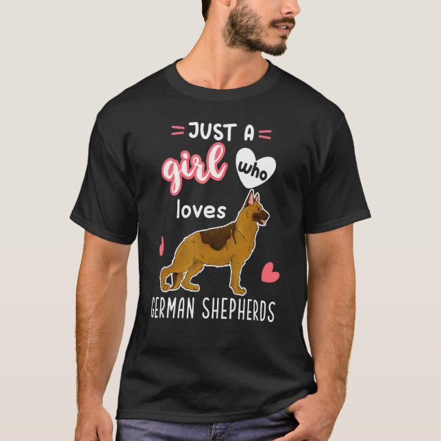 Camiseta Apenas Uma Menina Que Adora German shepherd (Frente)