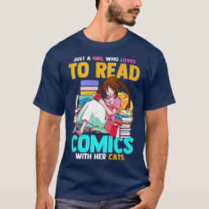 Camiseta Apenas Uma Menina Que Adora Ler Histórias em quadr