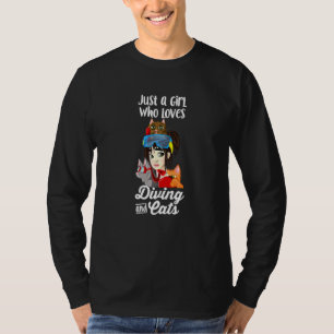 Camiseta Apenas Uma Menina Que Adora Mergulho E Gatos Mergu