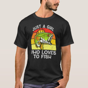 Camiseta Apenas Uma Menina Que Adora Pescar Bass Pescar Par