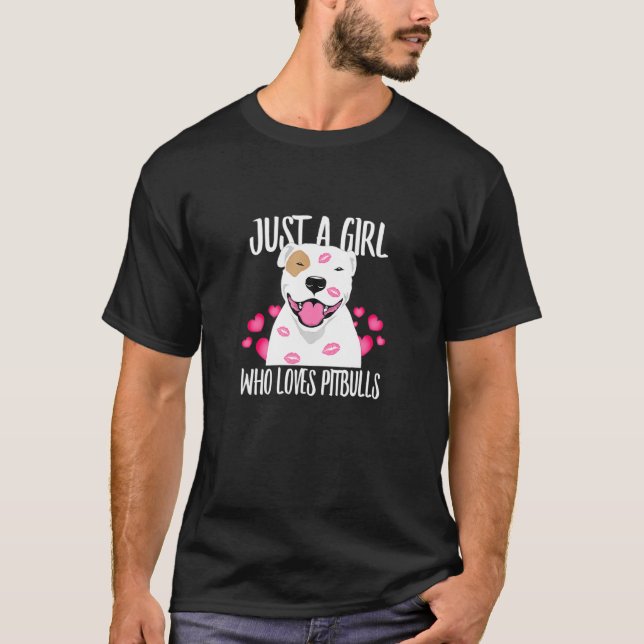 Camiseta Apenas Uma Menina Que Adora Pit Bulls Adorava Cach (Frente)