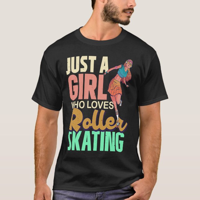 Camiseta Apenas Uma Menina Que Adora Roller Skating Retro R (Frente)
