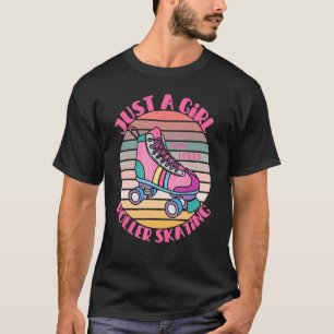 Camiseta Apenas Uma Menina Que Adora Roller Skating Retro R