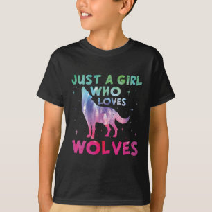 Camiseta Apenas Uma Menina Que Ama A Aquarela Dos Lobos