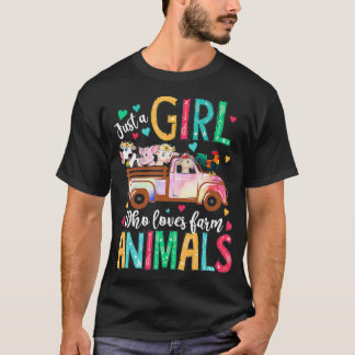 Camiseta Apenas Uma Menina Que Ama Animais De Fazenda Flor 