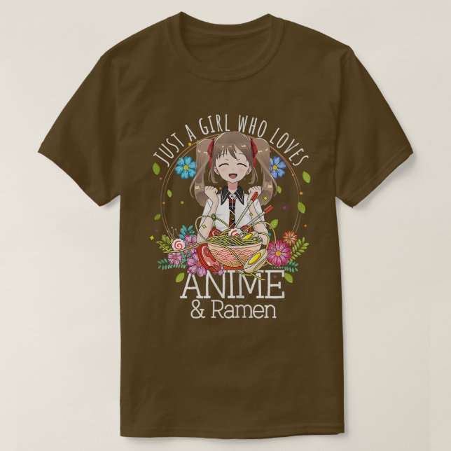 Camiseta Apenas Uma Menina Que Ama Anime, Anime Ramen E Ske (Frente do Design)