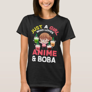 Camiseta Apenas Uma Menina Que Ama Anime Boba Tea Kawaii En