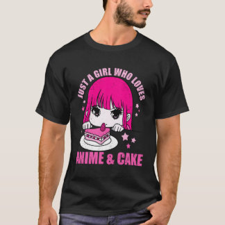 Camiseta Apenas Uma Menina Que Ama Anime E Bolo