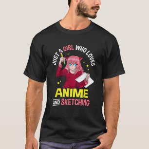 Camiseta Apenas Uma Menina Que Ama Anime E Desenhando Anime