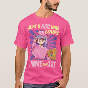 Camiseta Apenas Uma Menina Que Ama Anime E Desenho De Arte