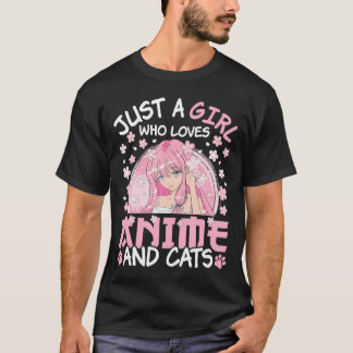 Camiseta Apenas Uma Menina Que Ama Anime E Gata Anim Japonê