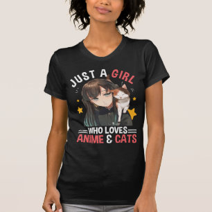 Camiseta Apenas Uma Menina Que Ama Anime E Gata Bonita Dona