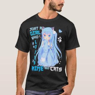Camiseta Apenas Uma Menina Que Ama Anime E Gata Engraçado K