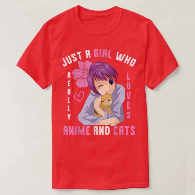 Camiseta Apenas Uma Menina Que Ama Anime E Gata Kawaii (Frente do Design)
