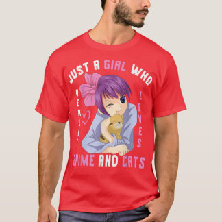 Camiseta Apenas Uma Menina Que Ama Anime E Gata Kawaii