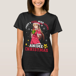 Camiseta Apenas Uma Menina Que Ama Anime E O Natal Pajama