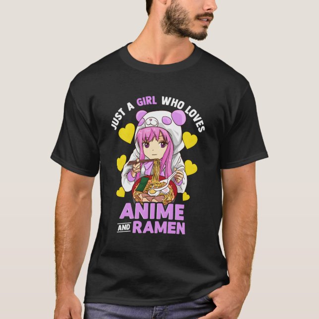 Camiseta Apenas Uma Menina Que Ama Anime E Ramen Bowl Panda (Frente)