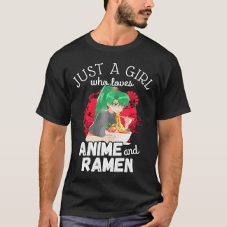 Camiseta Apenas Uma Menina Que Ama Anime E Ramen Cute Kawai
