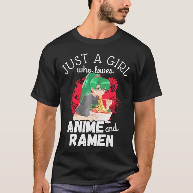 Camiseta Apenas Uma Menina Que Ama Anime E Ramen Cute Kawai (Frente)