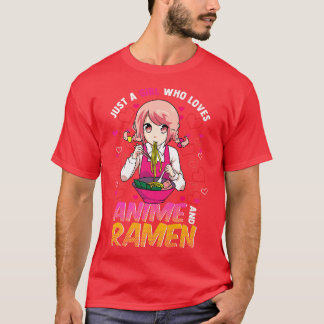 Camiseta Apenas Uma Menina Que Ama Anime E Ramen Kawaii Jap