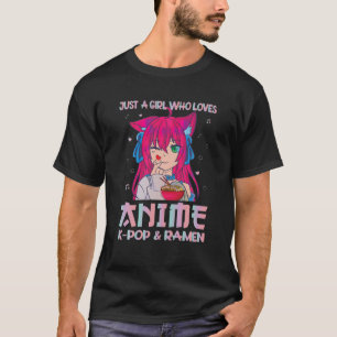 Camiseta Apenas Uma Menina Que Ama Anime Ramen E Desenhando