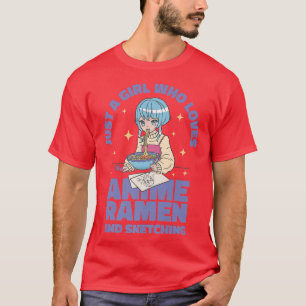 Camiseta Apenas Uma Menina Que Ama Anime Ramen E Desenhando