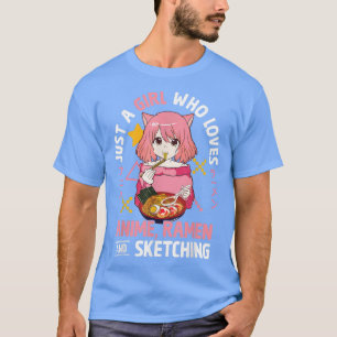 Camiseta Apenas Uma Menina Que Ama Anime Ramen E Desenhando