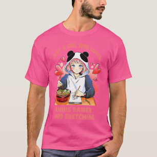 Camiseta Apenas Uma Menina Que Ama Anime Ramen E Desenhando