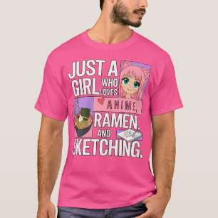 Camiseta Apenas Uma Menina Que Ama Anime Ramen E Desenho