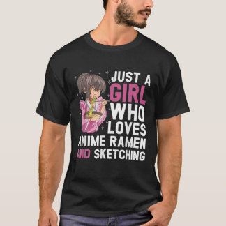 Camiseta Apenas Uma Menina Que Ama Anime Ramen E Desenho