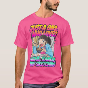 Camiseta Apenas Uma Menina Que Ama Anime Ramen E Desenho
