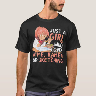 Camiseta Apenas Uma Menina Que Ama Anime Ramen E Esbofetean