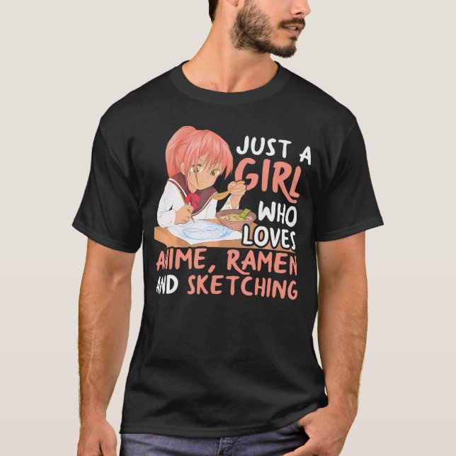 Camiseta Apenas Uma Menina Que Ama Anime Ramen E Esbofetean (Frente)