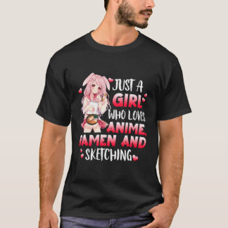 Camiseta Apenas Uma Menina Que Ama Anime Ramen E Esbofetean