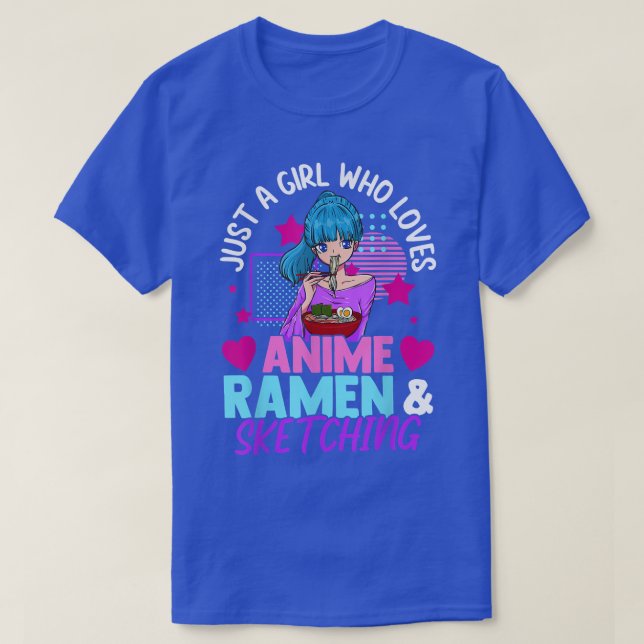 Camiseta Apenas Uma Menina Que Ama Anime Ramen E Esbofetean (Frente do Design)