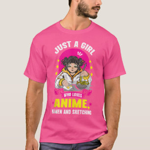 Camiseta Apenas Uma Menina Que Ama Anime Ramen E Esbofetean