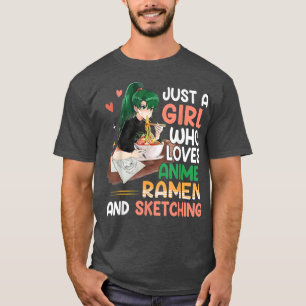 Camiseta Apenas Uma Menina Que Ama Anime Ramen E Esbofetean