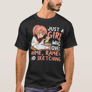 Camiseta Apenas Uma Menina Que Ama Anime Ramen E Esbofetean